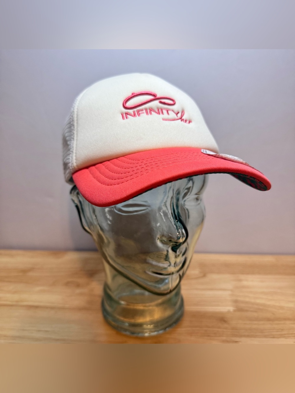NWT Infinity Her Peach real Floral Makeup Resistant Band Mesh Wicking Cap Hat